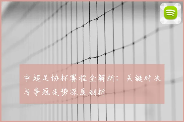 中超足协杯赛程全解析：关键对决与争冠走势深度剖析